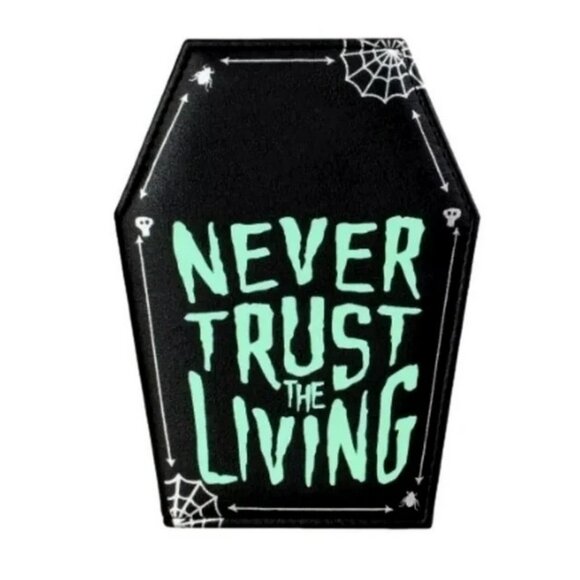 Beetlejuice Never Trust The Living Coffin Shape Bi-Fold Wallet NWT - Picture 1 of 2